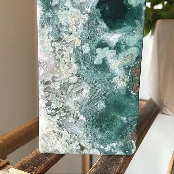 🎁SALE🎁 💚💜Druzy Geode Moss Agate Amethyst Crystal Tower💜💚